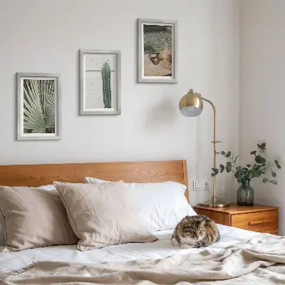 Photo frame wall gallery set with tropical plants and waterside holiday accessories