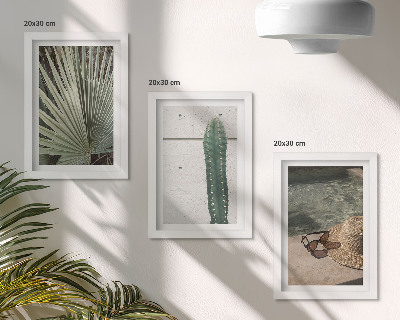 Photo frame wall Tropical plants and waterside holiday accessories
