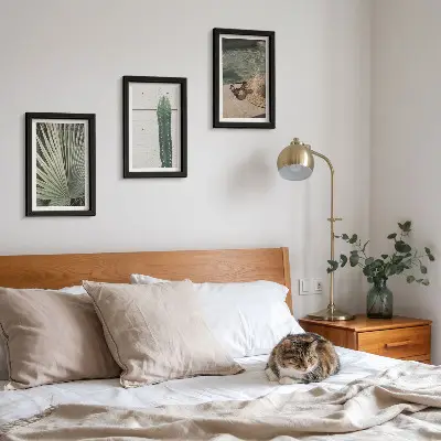 Photo frame wall gallery set with tropical plants and waterside holiday accessories