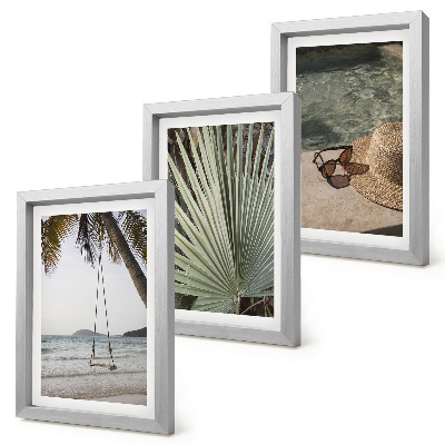 Framed triptych Palm leaf swing beach vacation