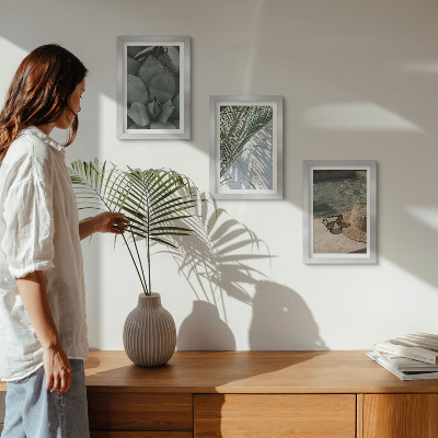 Photo frame wall Tropical plants and summer holiday accents