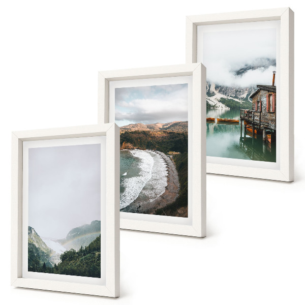 3-piece wall art set Mountain and beach views with clouds and water
