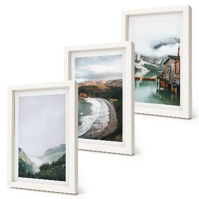 3-piece wall art set Mountain and beach views with clouds and water