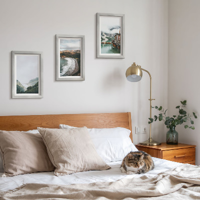 3-piece wall art set Mountain and beach views with clouds and water