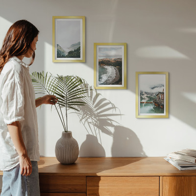 3-piece wall art set Mountain and beach views with clouds and water