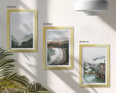 3-piece wall art set featuring mountain and beach views with clouds and water