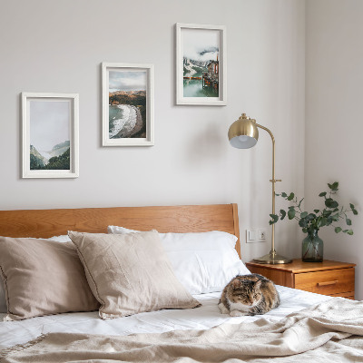 3-piece wall art set Mountain and beach views with clouds and water