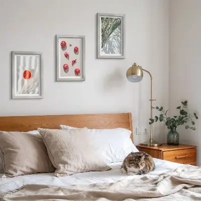 3-piece wall art set featuring holiday tropical fruits and palm leaves