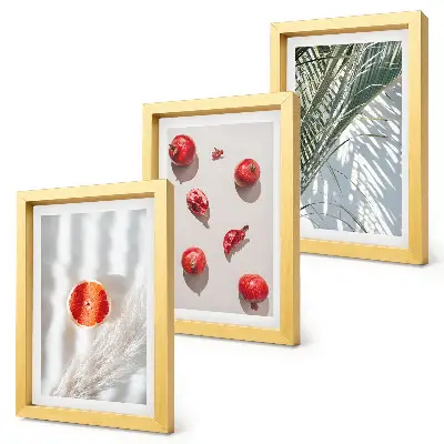 3-piece wall art set featuring holiday tropical fruits and palm leaves
