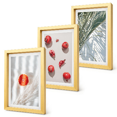 3-piece wall art set Holiday tropical fruits palm leaves