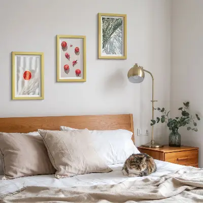 3-piece wall art set featuring holiday tropical fruits and palm leaves