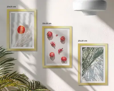 3-piece wall art set featuring holiday tropical fruits and palm leaves