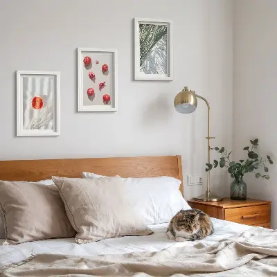 3-piece wall art set featuring holiday tropical fruits and palm leaves