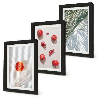 3-piece wall art set Holiday tropical fruits palm leaves