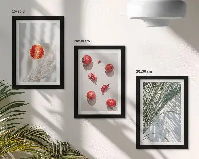 3-piece wall art set featuring holiday tropical fruits and palm leaves