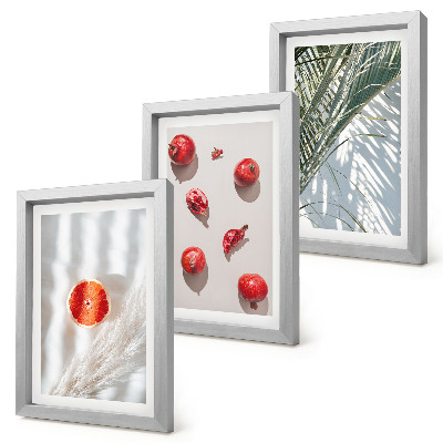 3-piece wall art set Holiday tropical fruits palm leaves