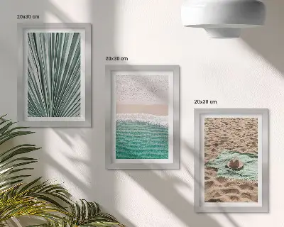 Summer beach holiday scenery triptych framed wall art set
