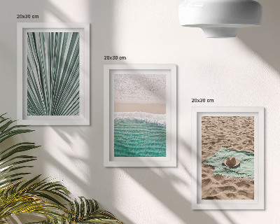 Framed triptych Summer holiday views on the beach by the sea