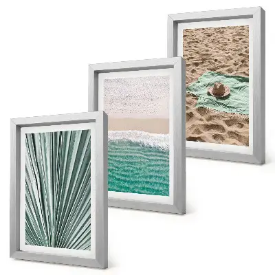 Summer beach holiday scenery triptych framed wall art set