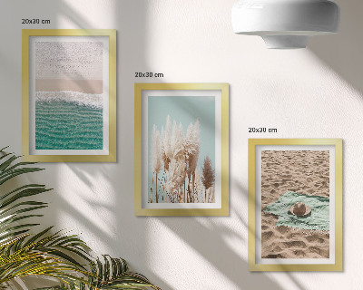 3-piece wall art set Beach, waves, grass, hat, sand, relaxation, nature