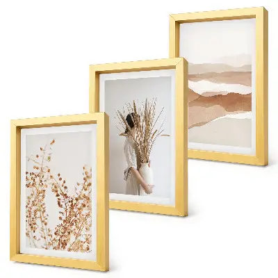 Photo frame wall gallery set with rustic boho abstract plant motifs