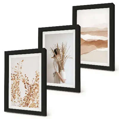 Photo frame wall gallery set with rustic boho abstract plant motifs