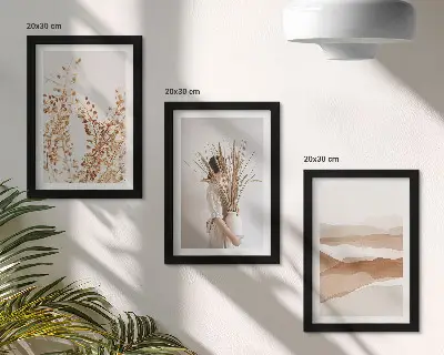 Photo frame wall gallery set with rustic boho abstract plant motifs