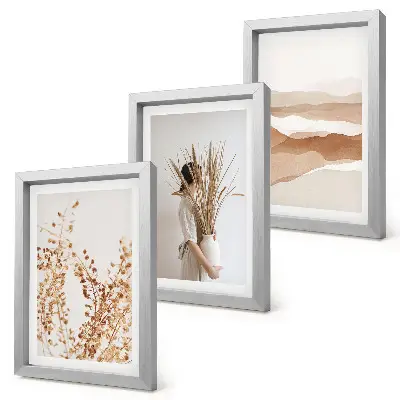 Photo frame wall gallery set with rustic boho abstract plant motifs