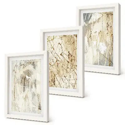 Framed triptych Abstract patterns in shades of beige and gray