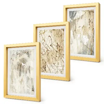 Framed triptych Abstract patterns in shades of beige and gray