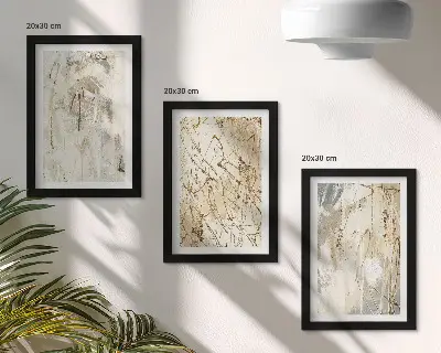 Framed triptych Abstract patterns in shades of beige and gray