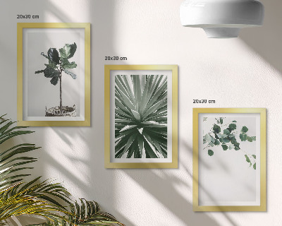 3-piece wall art set Green plants in a minimalist style
