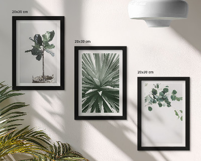 3-piece wall art set Green plants in a minimalist style