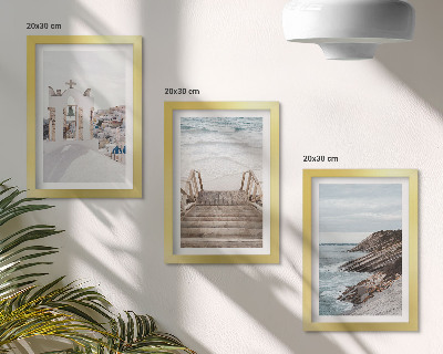 Photo frame wall Views of the sea and architecture of Santorini against the sky