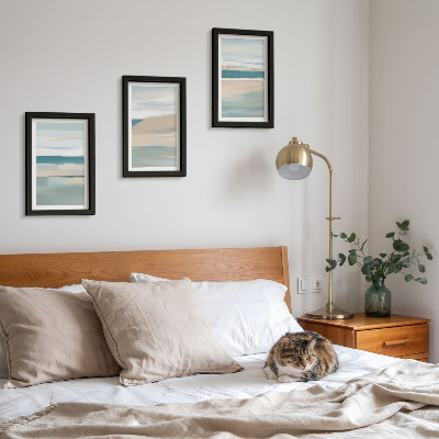 Framed triptych Abstract landscapes in shades of blue and beige