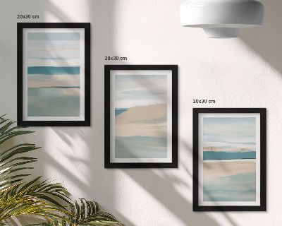 Framed triptych Abstract landscapes in shades of blue and beige