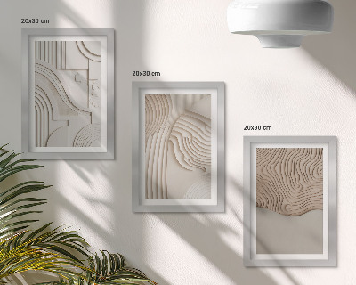 3-piece wall art set Abstract patterns in shades of beige and white
