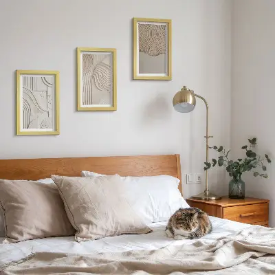 3-piece abstract wall art set in shades of beige and white