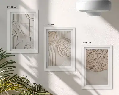 3-piece abstract wall art set in shades of beige and white