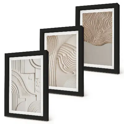 3-piece abstract wall art set in shades of beige and white