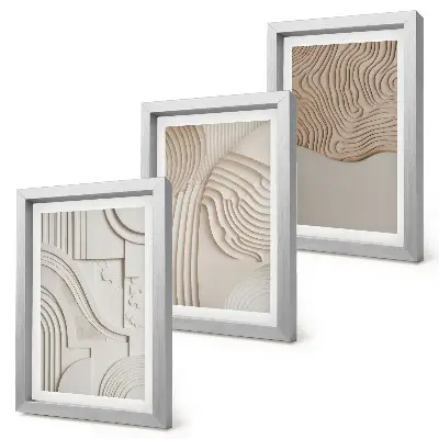 3-piece abstract wall art set in shades of beige and white