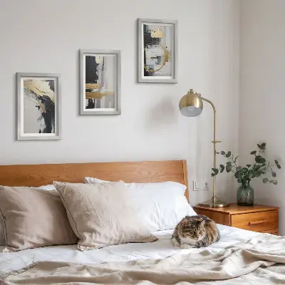 Photo frame wall black and white abstract painting compositions