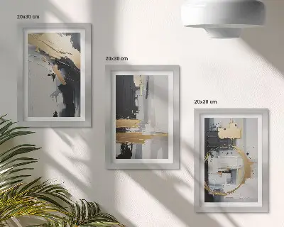 Photo frame wall black and white abstract painting compositions