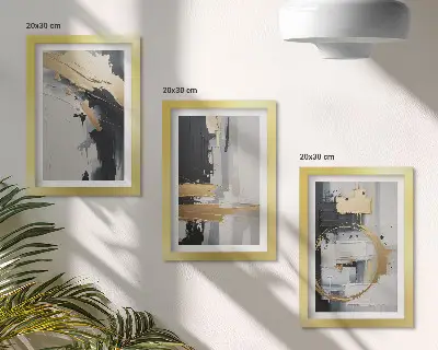 Photo frame wall black and white abstract painting compositions
