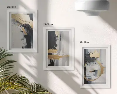 Photo frame wall black and white abstract painting compositions