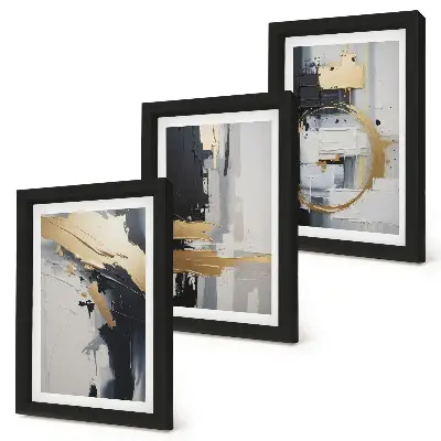 Photo frame wall Abstract painting compositions in black and white