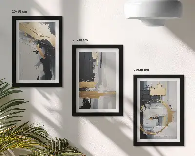 Photo frame wall black and white abstract painting compositions