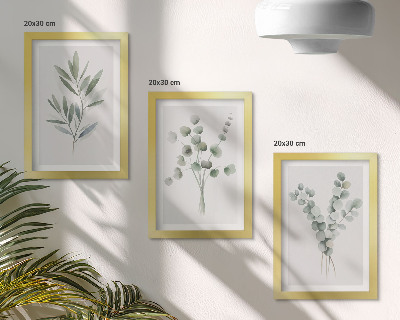 3-piece wall art set Plant patterns in shades of green and gray