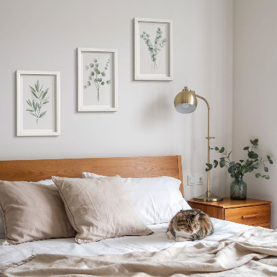 3-piece wall art set Plant patterns in shades of green and gray