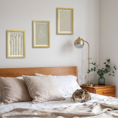 Photo frame wall Plant and geometric patterns in subdued colors